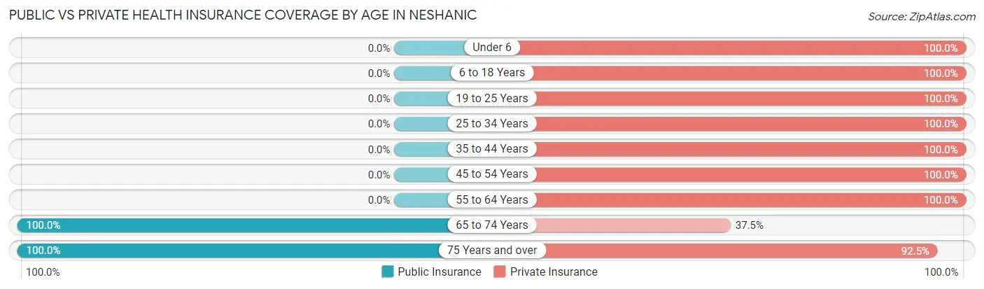 Public vs Private Health Insurance Coverage by Age in Neshanic