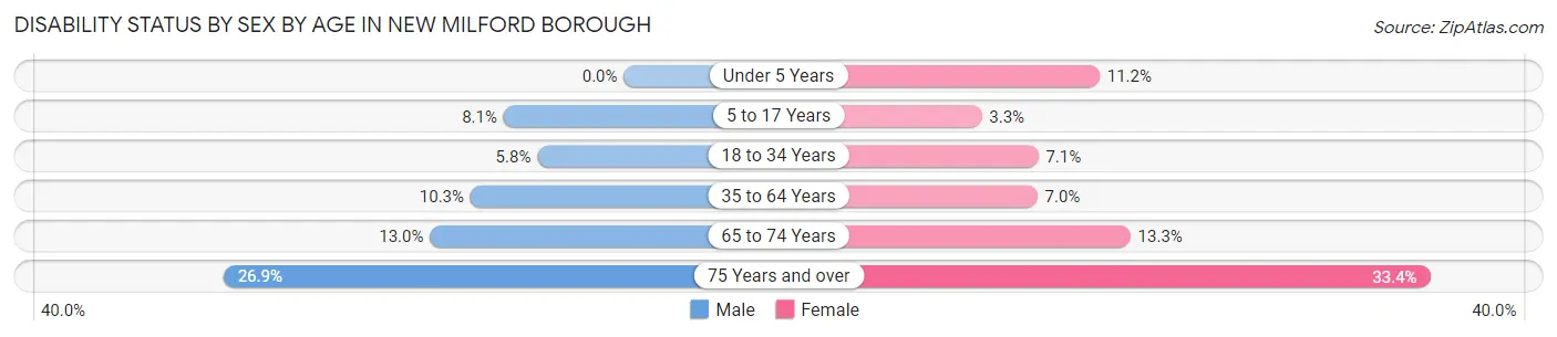 Disability Status by Sex by Age in New Milford borough