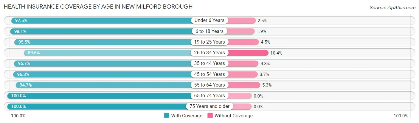 Health Insurance Coverage by Age in New Milford borough