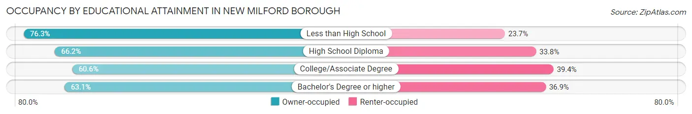 Occupancy by Educational Attainment in New Milford borough