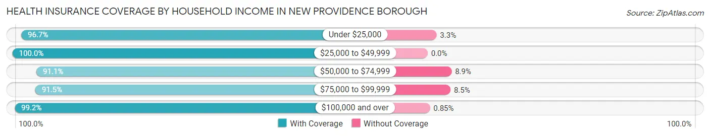 Health Insurance Coverage by Household Income in New Providence borough