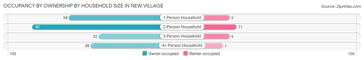 Occupancy by Ownership by Household Size in New Village
