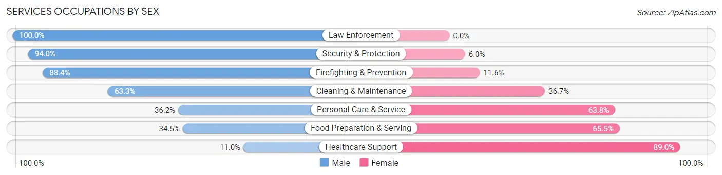 Services Occupations by Sex in North Arlington borough
