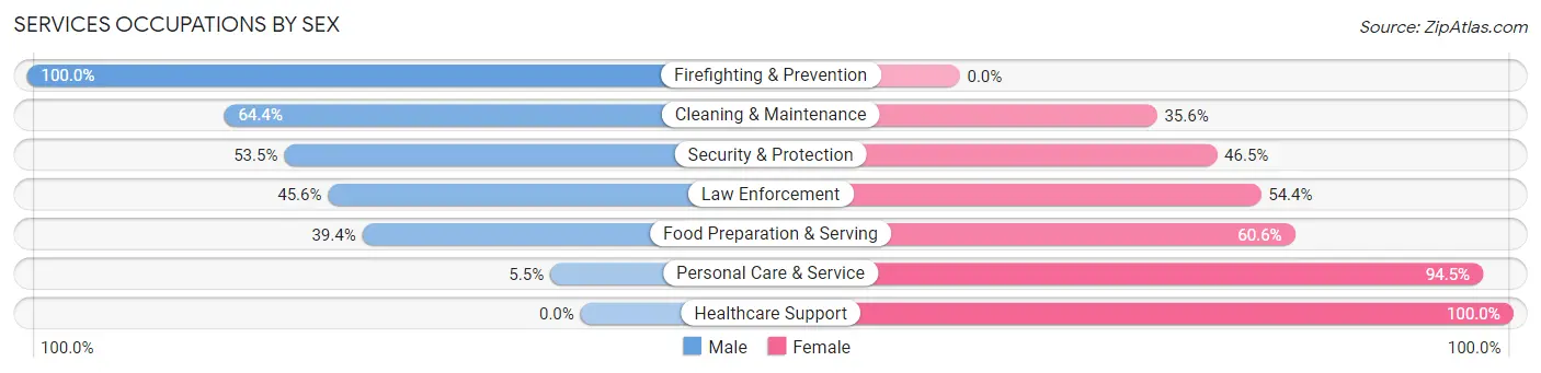 Services Occupations by Sex in North Plainfield borough