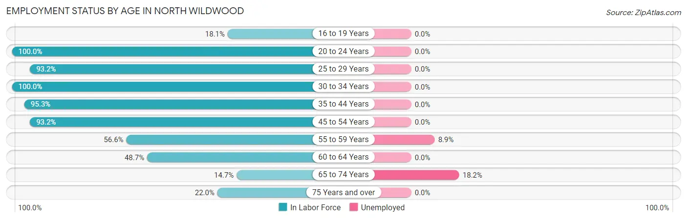 Employment Status by Age in North Wildwood