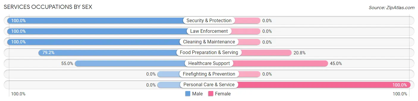Services Occupations by Sex in North Wildwood