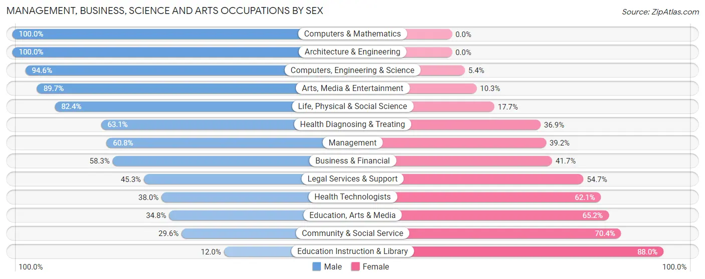 Management, Business, Science and Arts Occupations by Sex in Northvale borough
