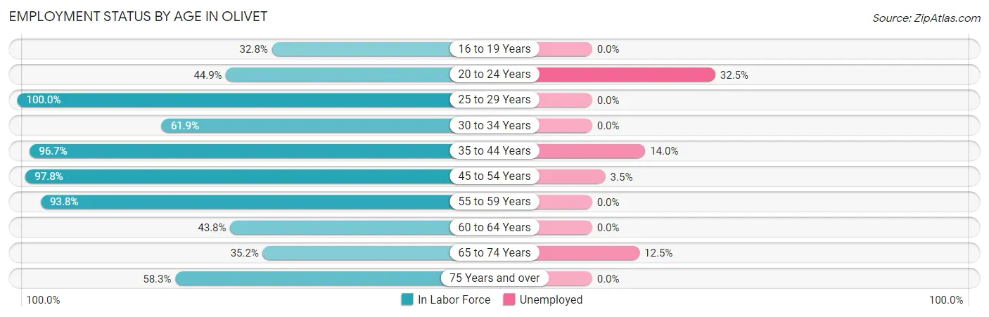 Employment Status by Age in Olivet