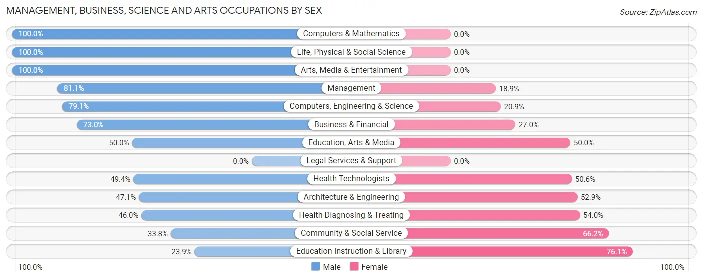 Management, Business, Science and Arts Occupations by Sex in Palermo