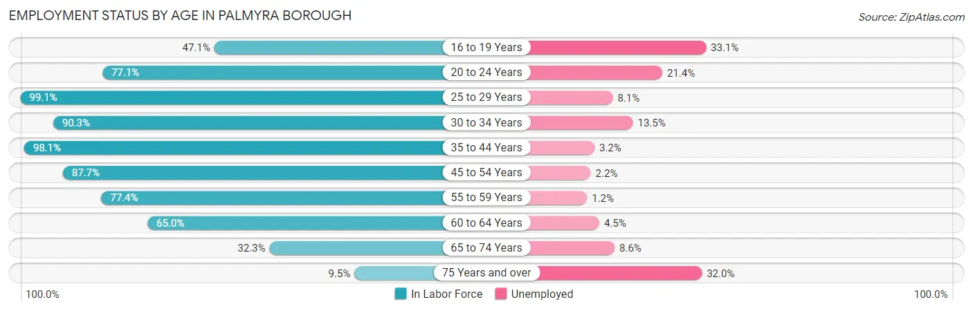 Employment Status by Age in Palmyra borough