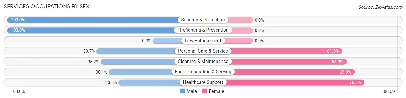 Services Occupations by Sex in Palmyra borough