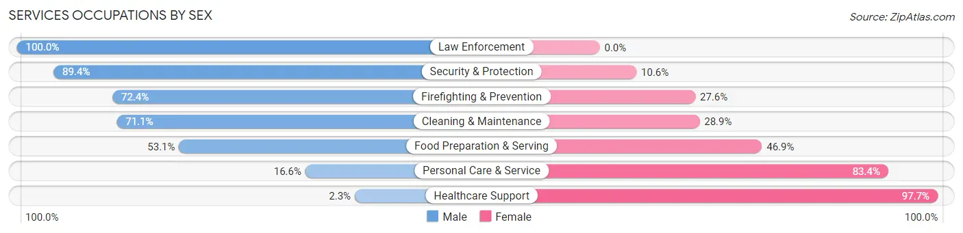 Services Occupations by Sex in Paramus borough