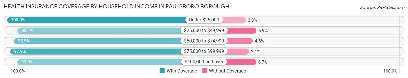 Health Insurance Coverage by Household Income in Paulsboro borough