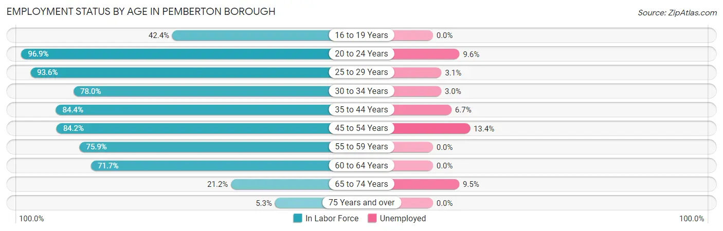 Employment Status by Age in Pemberton borough