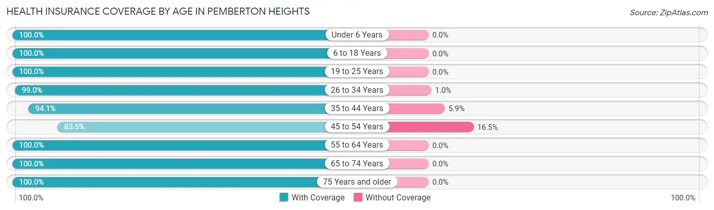 Health Insurance Coverage by Age in Pemberton Heights