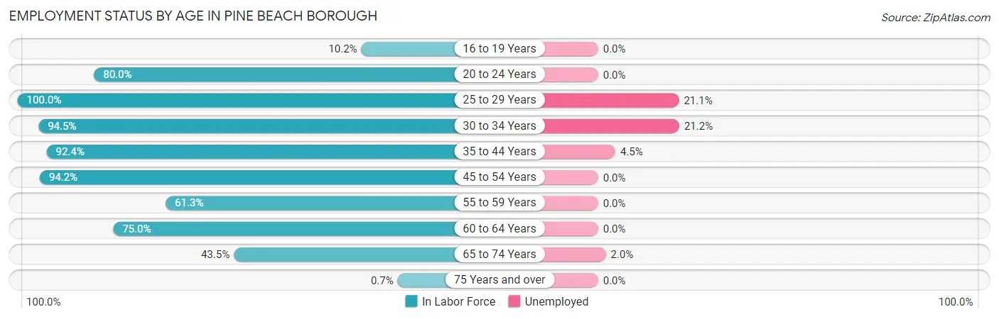 Employment Status by Age in Pine Beach borough