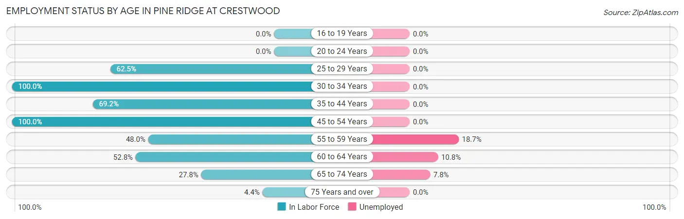 Employment Status by Age in Pine Ridge at Crestwood