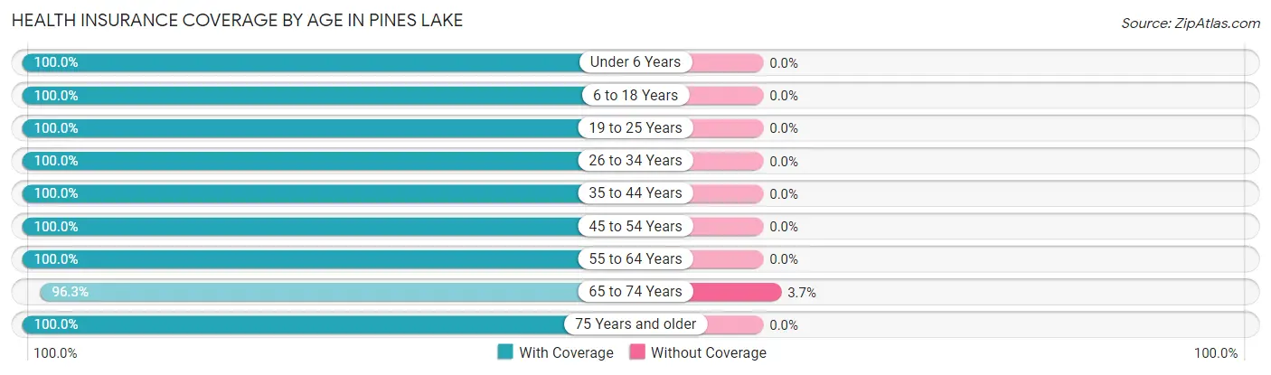 Health Insurance Coverage by Age in Pines Lake