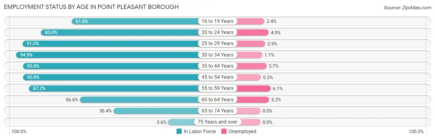 Employment Status by Age in Point Pleasant borough