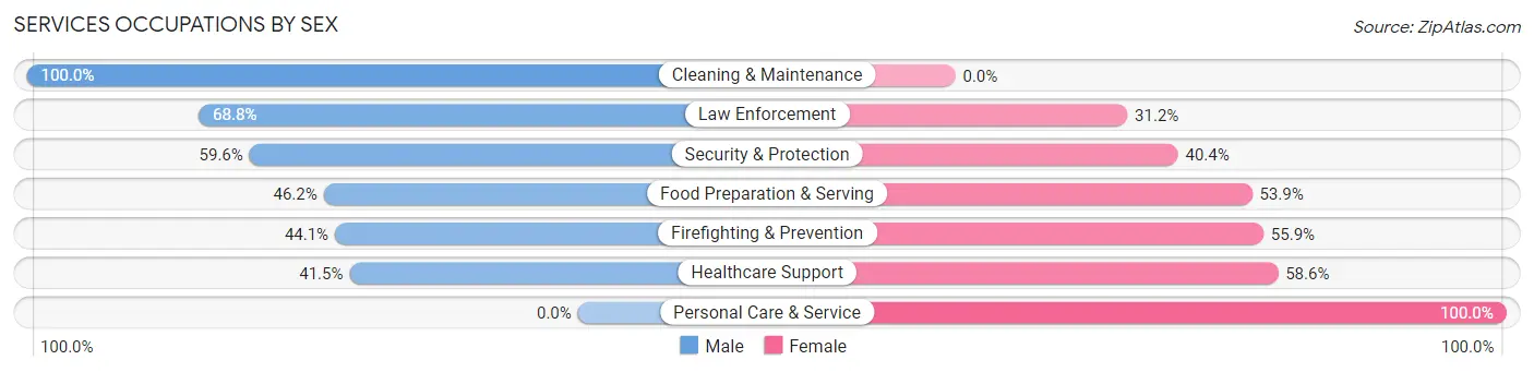 Services Occupations by Sex in Pompton Lakes borough