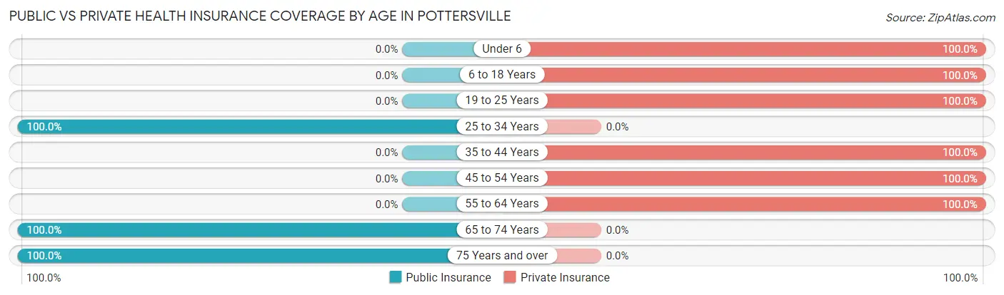Public vs Private Health Insurance Coverage by Age in Pottersville