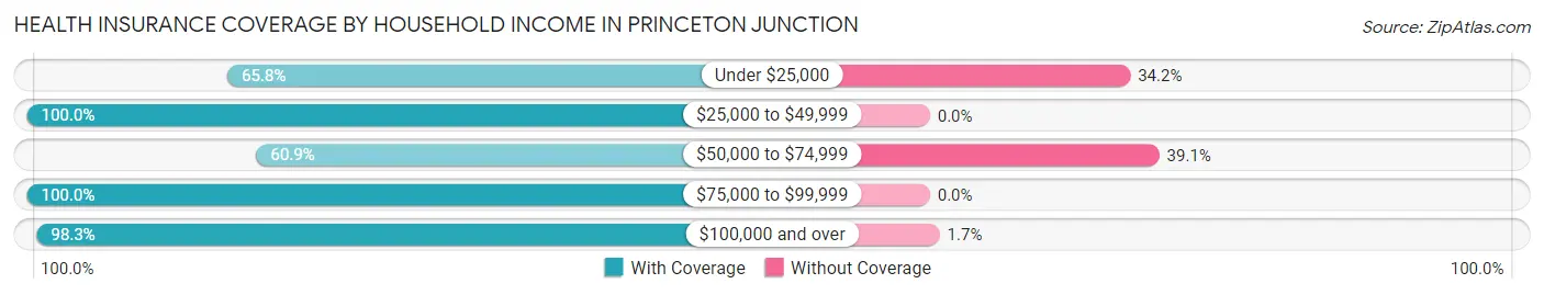 Health Insurance Coverage by Household Income in Princeton Junction
