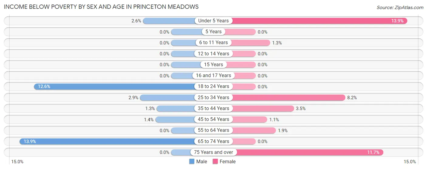 Income Below Poverty by Sex and Age in Princeton Meadows