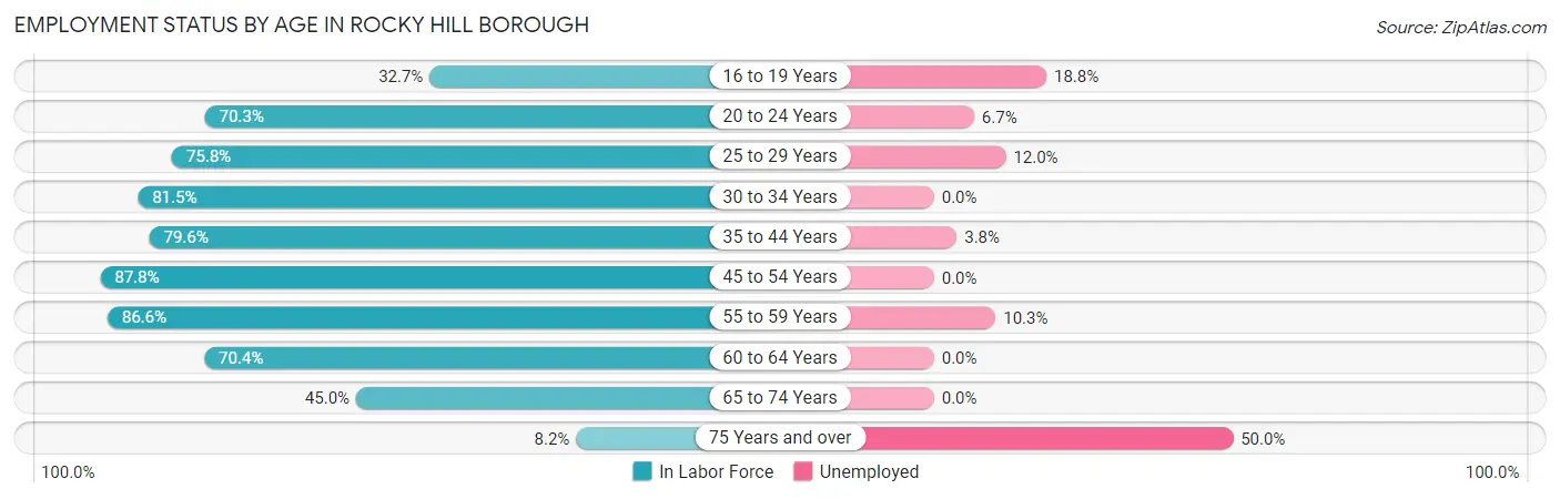Employment Status by Age in Rocky Hill borough