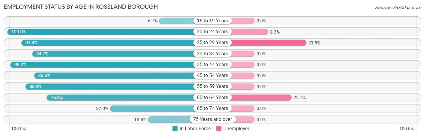 Employment Status by Age in Roseland borough
