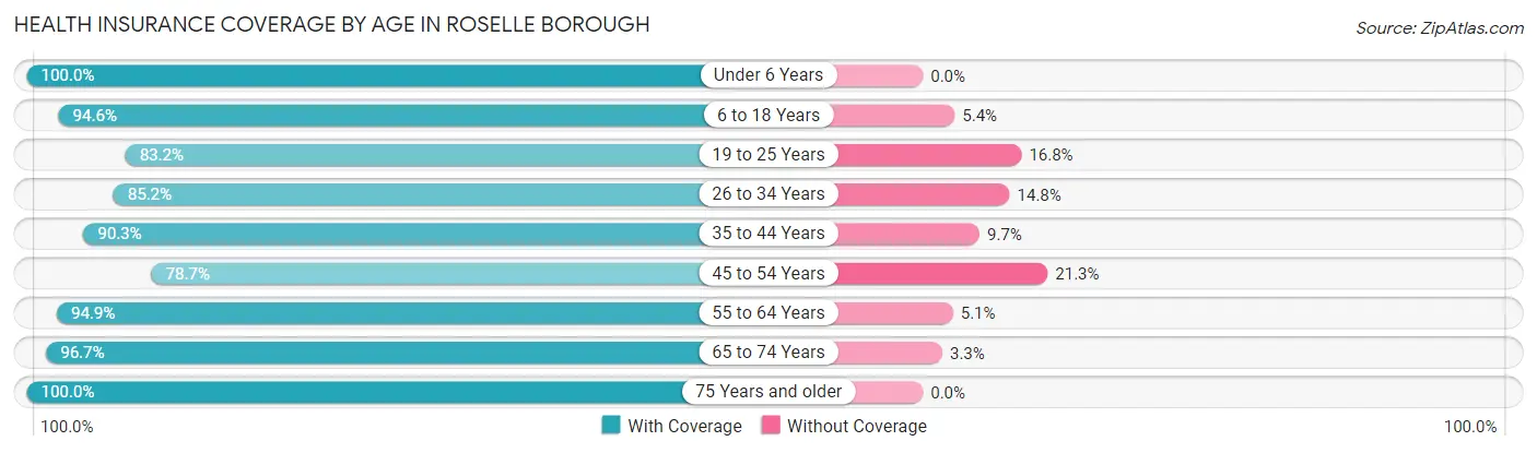 Health Insurance Coverage by Age in Roselle borough