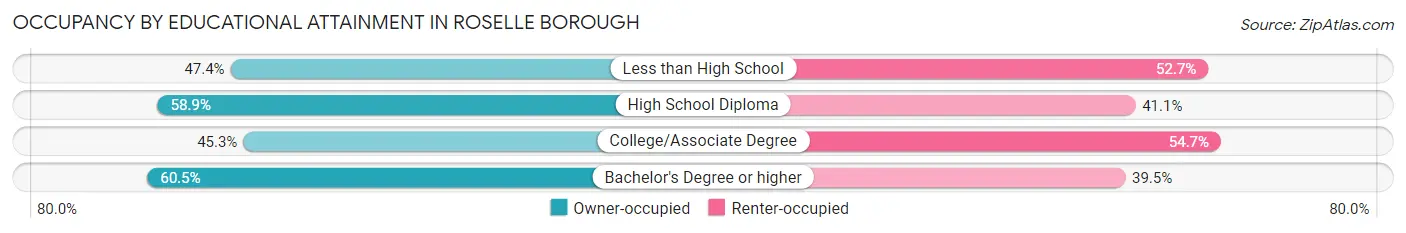 Occupancy by Educational Attainment in Roselle borough