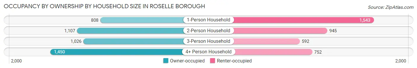 Occupancy by Ownership by Household Size in Roselle borough