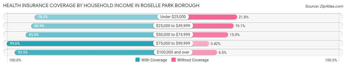 Health Insurance Coverage by Household Income in Roselle Park borough