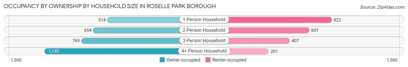 Occupancy by Ownership by Household Size in Roselle Park borough