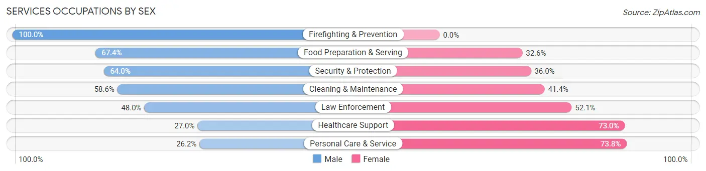 Services Occupations by Sex in Roselle Park borough