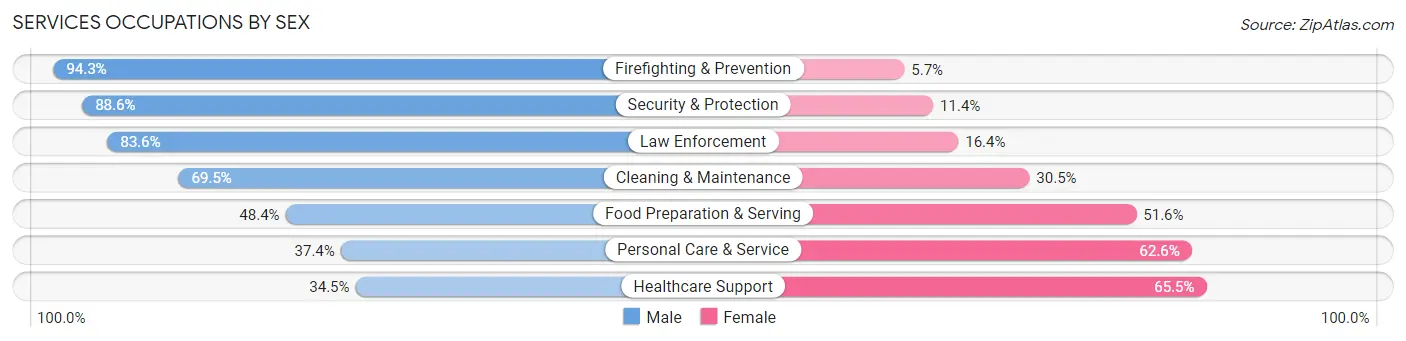 Services Occupations by Sex in Sayreville borough