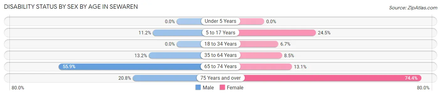 Disability Status by Sex by Age in Sewaren