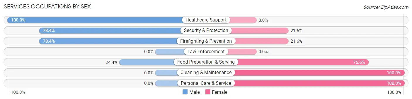 Services Occupations by Sex in Shrewsbury borough