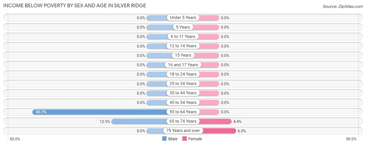 Income Below Poverty by Sex and Age in Silver Ridge