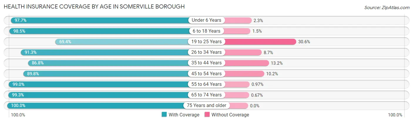 Health Insurance Coverage by Age in Somerville borough