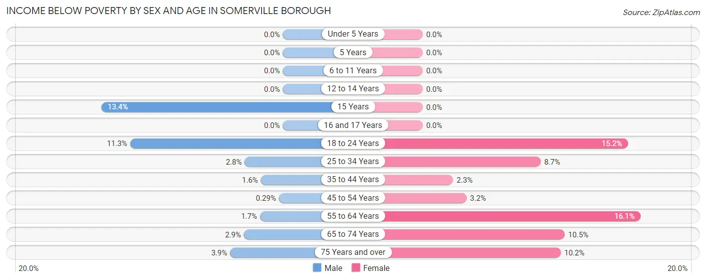 Income Below Poverty by Sex and Age in Somerville borough