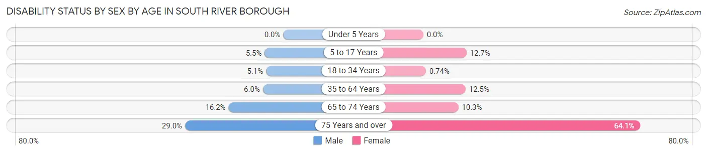 Disability Status by Sex by Age in South River borough