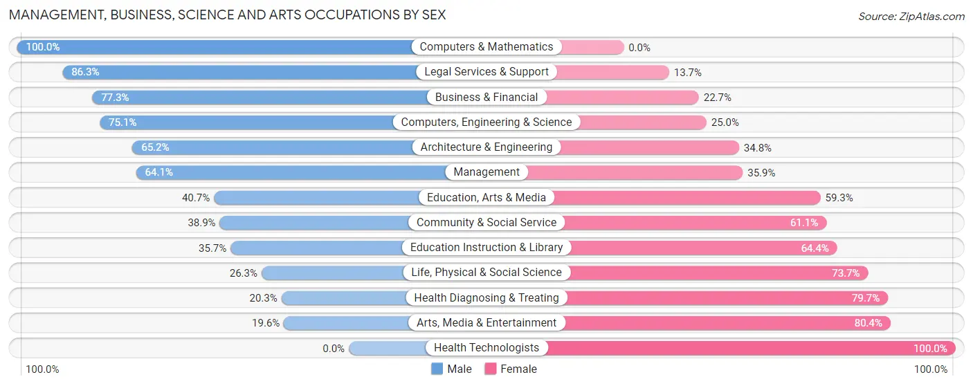 Management, Business, Science and Arts Occupations by Sex in South River borough
