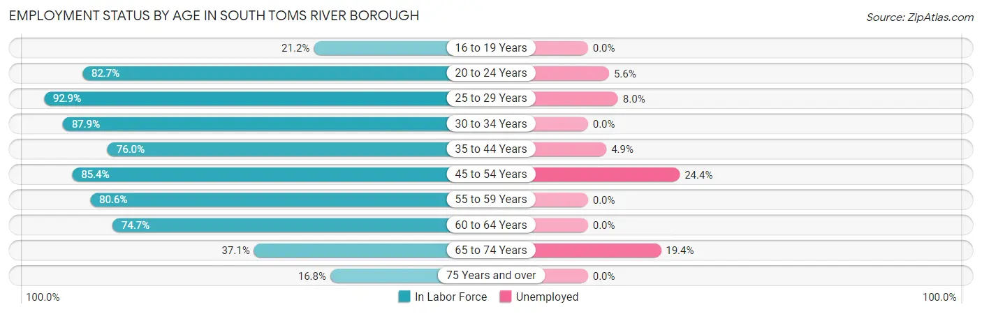 Employment Status by Age in South Toms River borough