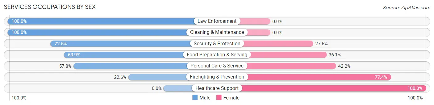 Services Occupations by Sex in Stanhope borough