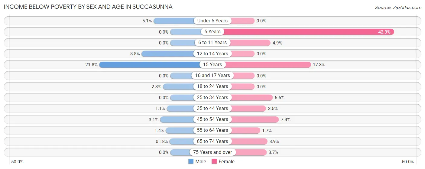 Income Below Poverty by Sex and Age in Succasunna