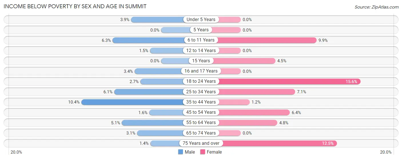 Income Below Poverty by Sex and Age in Summit