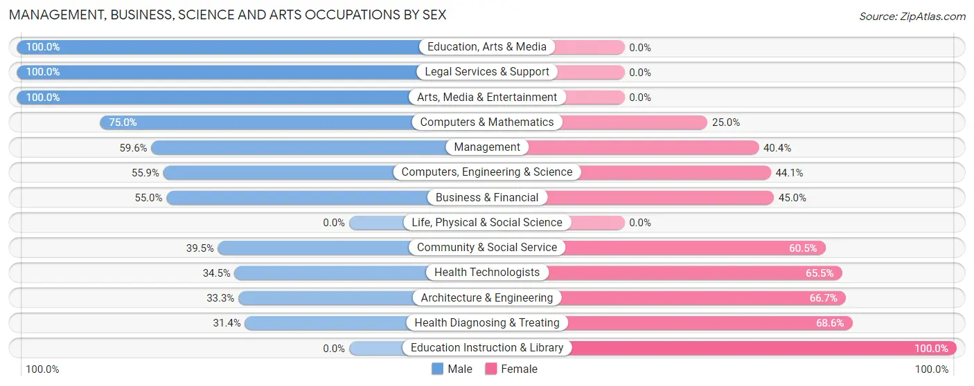 Management, Business, Science and Arts Occupations by Sex in Sussex borough