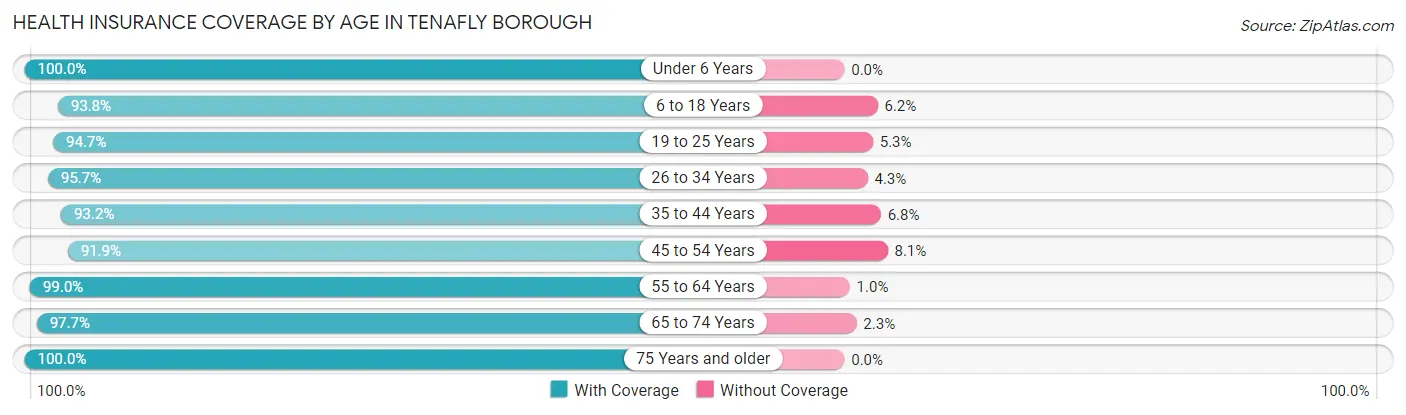 Health Insurance Coverage by Age in Tenafly borough
