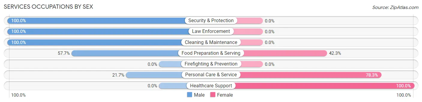 Services Occupations by Sex in Tenafly borough